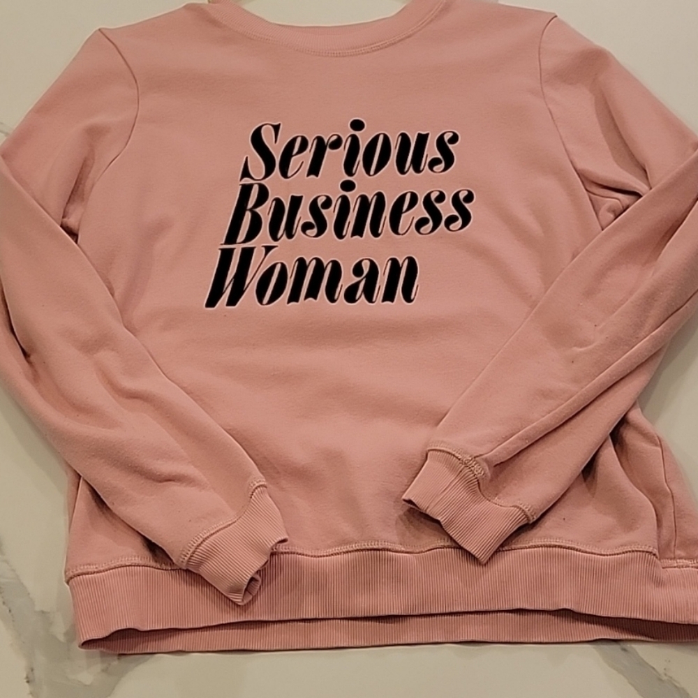 Ban.do Baby Pink "Serious Business Woman" Sweatshirt